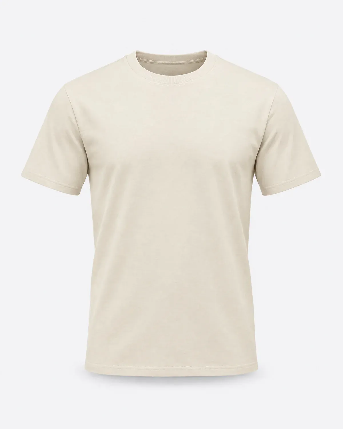 Playera premium color hueso de algodón peinado, vista de frente.